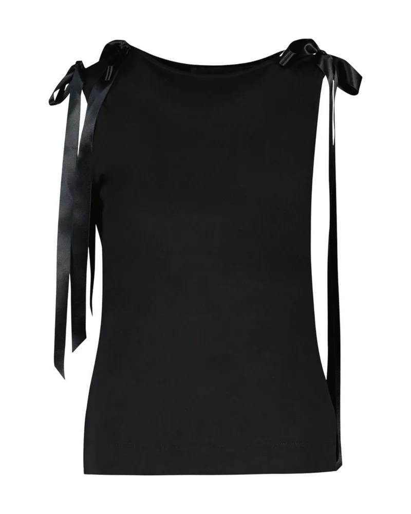 Simone Rocha Women's Bow Ribbon Tail Tank Top -  Synthetic Black Ready-To-Wear Tank-Tops Black