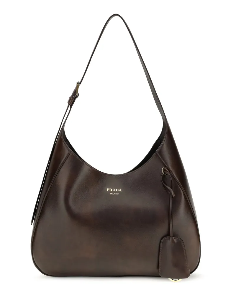 Prada Women's Shoulder Bag Boogie Medium Cacao Leather Calf Brown
