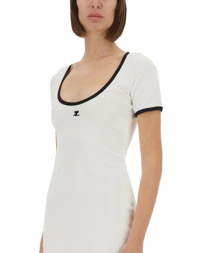 Courrèges Holistic Contrast Mini Dress — White White