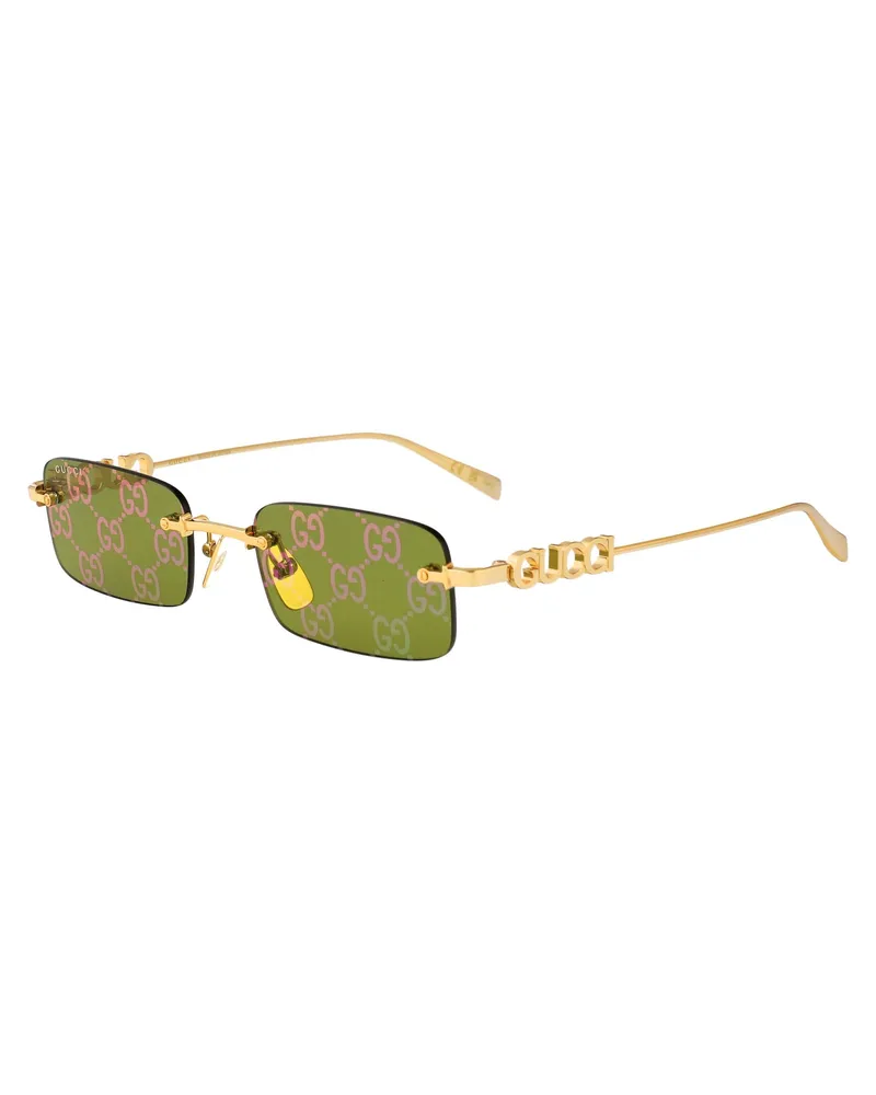 Gucci GG1808S Rimless Logo Sunglasses — Gold Gold