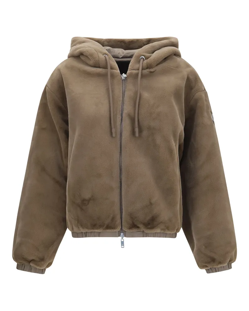 Moose Knuckles Women's Eaton Bunny Reversible Hoodie Ashen-Ashen Outer: Faux Fur; Inner: Nylon Sweatshirts Ashen/ashen Sweater Ashen