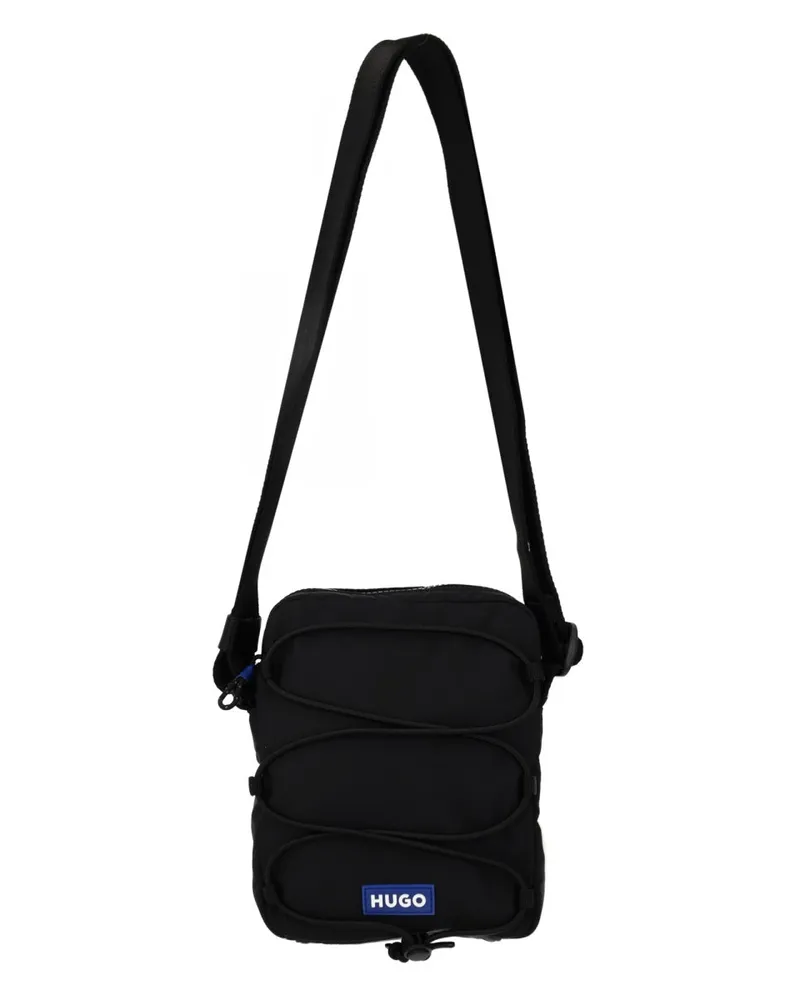 HUGO BOSS Logo-Embroidered Recycled Polyester Shoulder Bag — Black Black