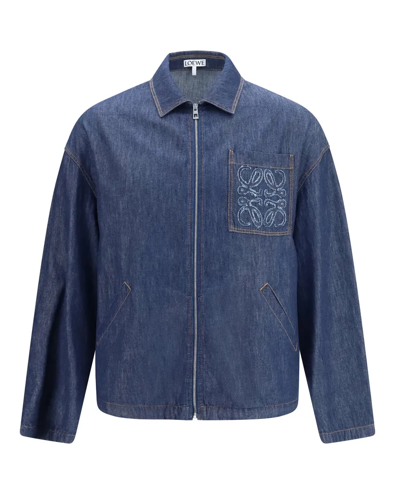 Loewe Men's Cotton Zip Jacket Denim Blue Blue