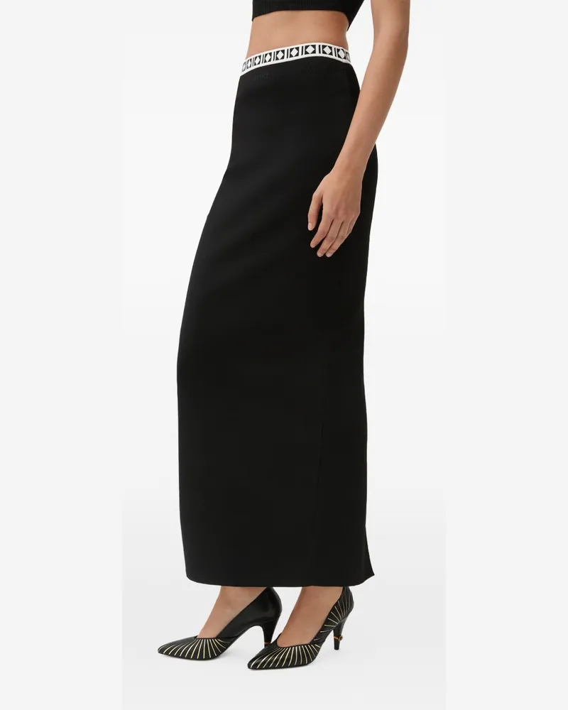 Versace Logo-Embroidered Jacquard Knit Skirt — Black Black
