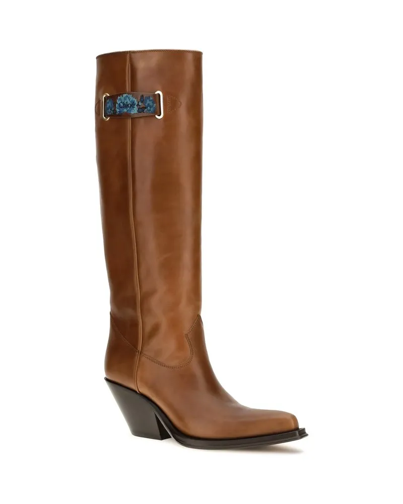 Chloé Women's Brown Calf Leather Bos Taurus Over The Knee Shoe Brown