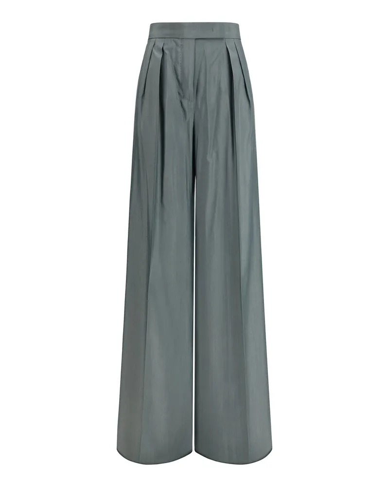 Max Mara Women's Pants Virgin Wool Dark Green Fleece (ovis Aries) Trousers Green