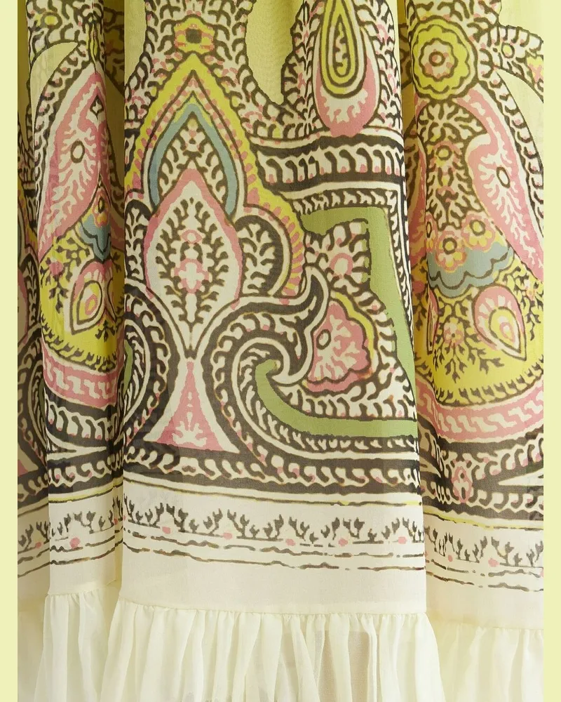 Etro Paisley-Print Silk with Gradient Effect Dress — Black Black