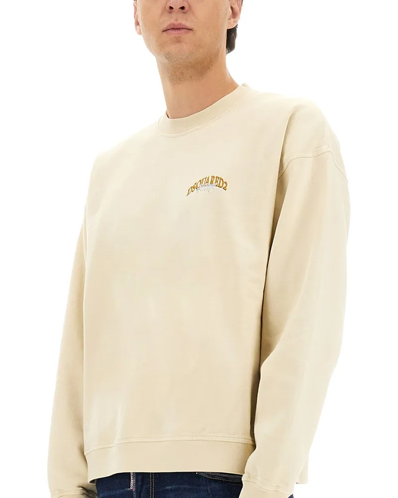 Dsquared2 Logo-Embroidered Cotton Sweatshirt — White White