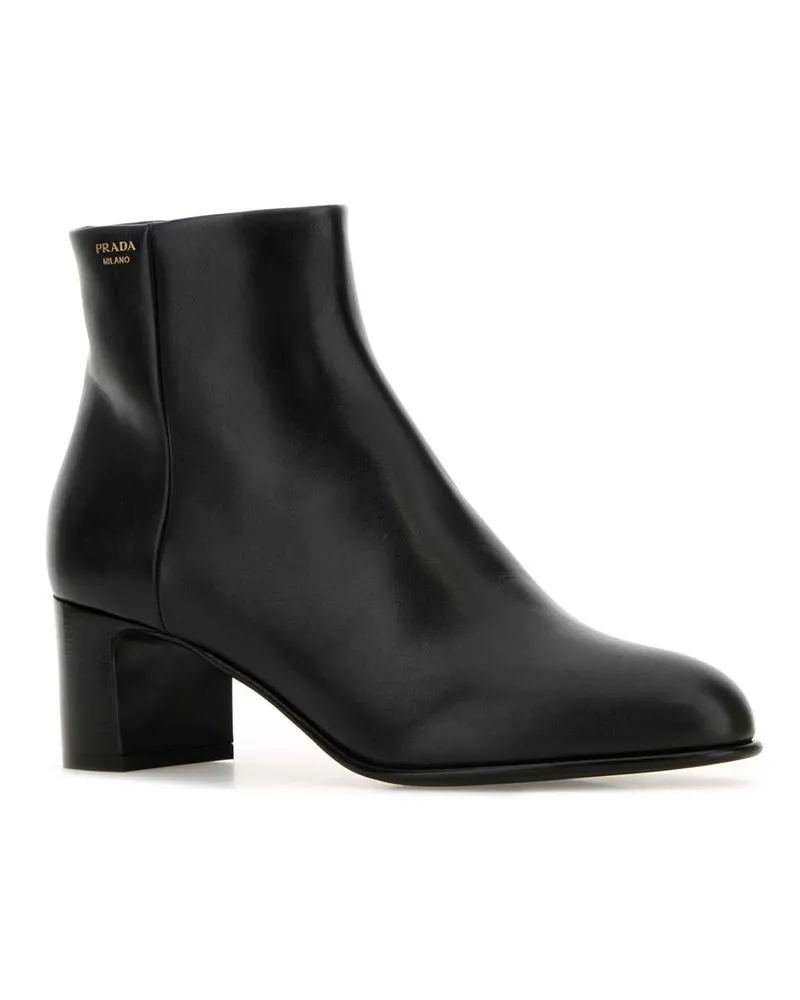 Prada Women's Black Leather Ankle Boots Nero Stivali Black