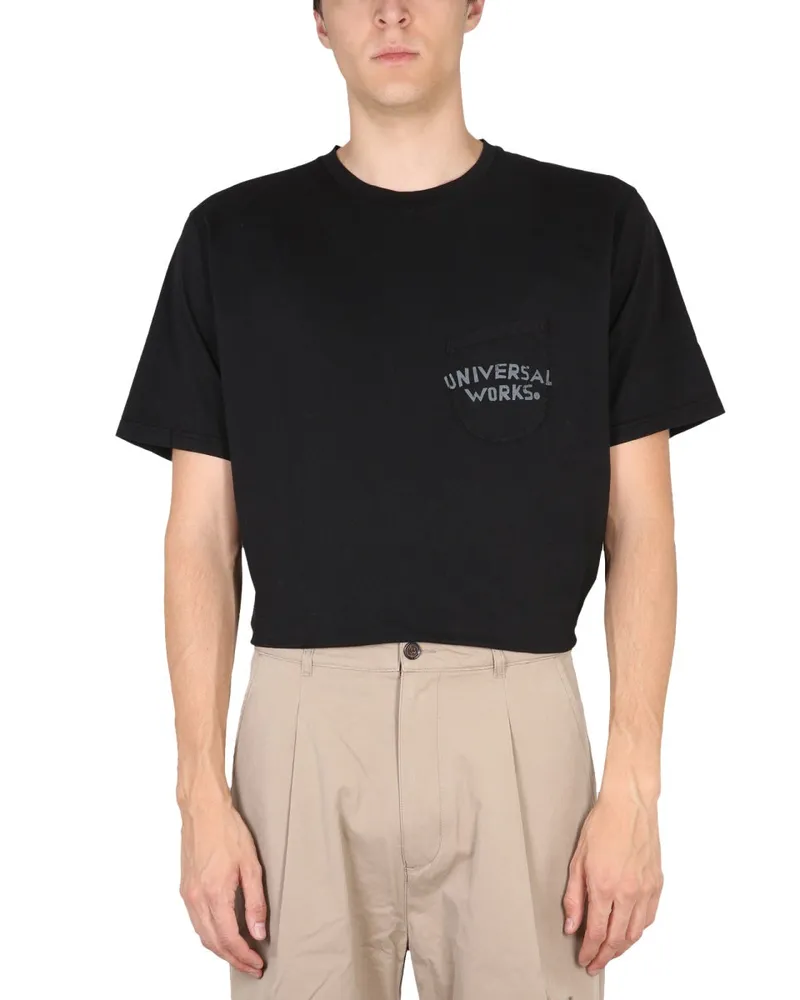 Universal Works Organic Cotton Crewneck T-Shirt — Black Black
