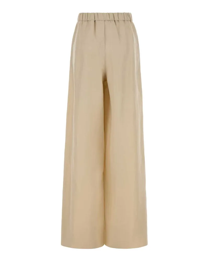 Max Mara Women's Sand Linen Blend Wide-Leg Moro Pant Beige Exterior: Silk Pantaloni Beige