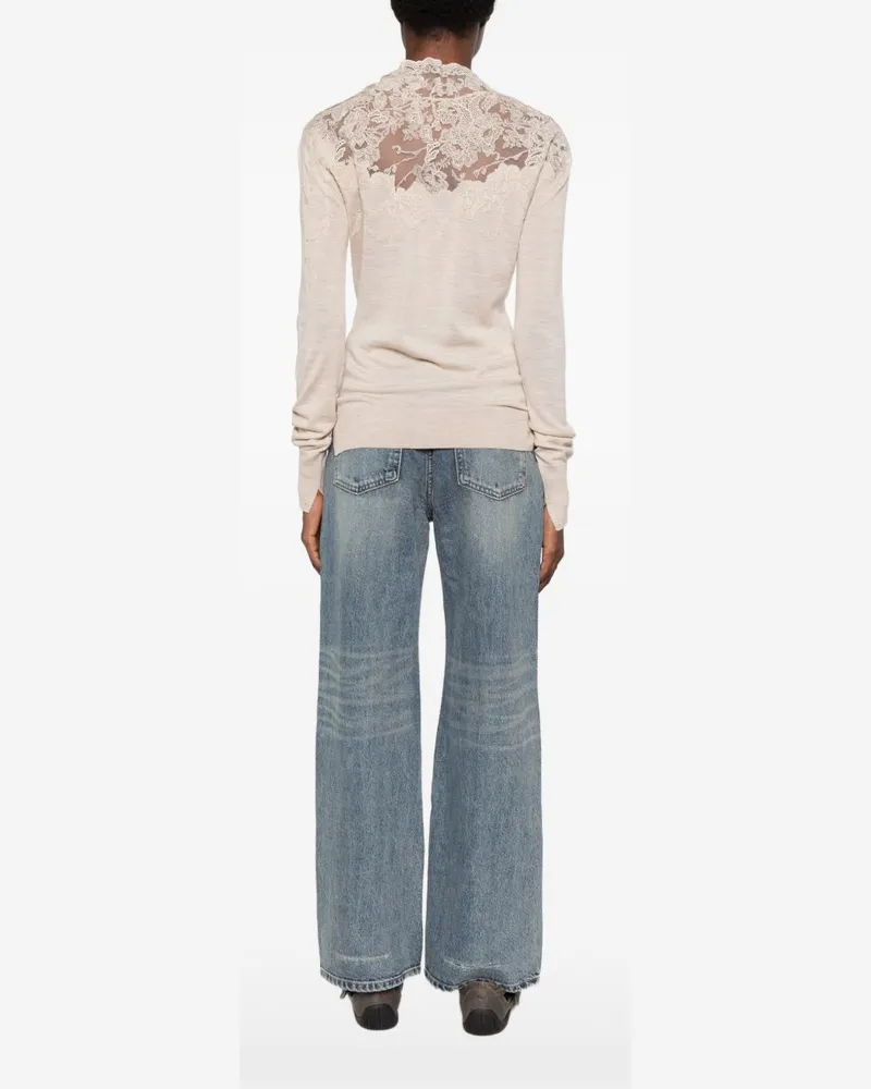 Ermanno Scervino Lace Panelled Sweater — Beige Beige