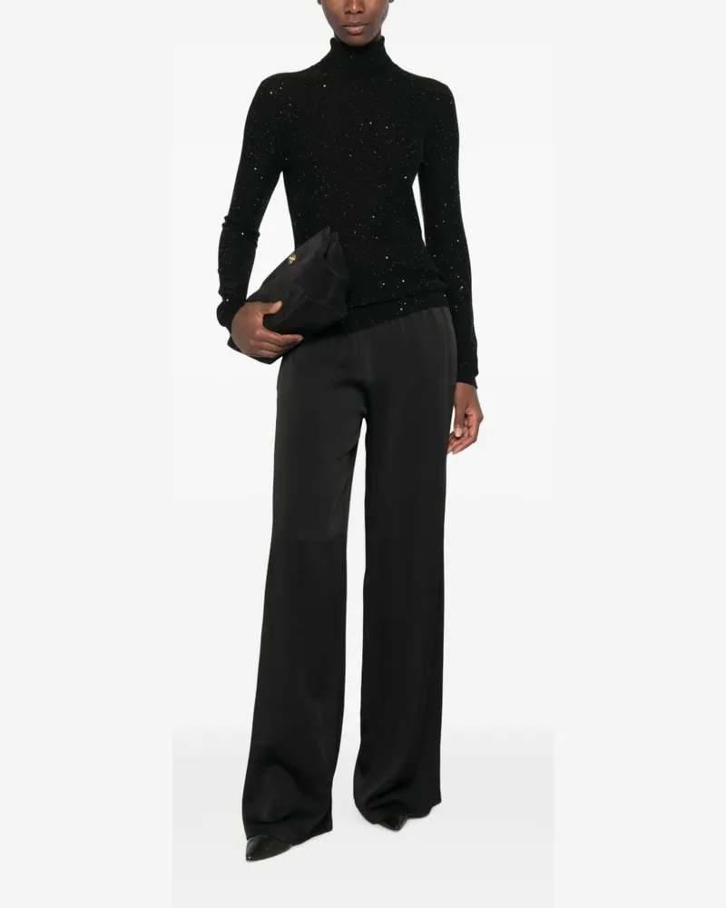 Fabiana Filippi Sequin-Embellished Wool Turtleneck Sweater — Black Black