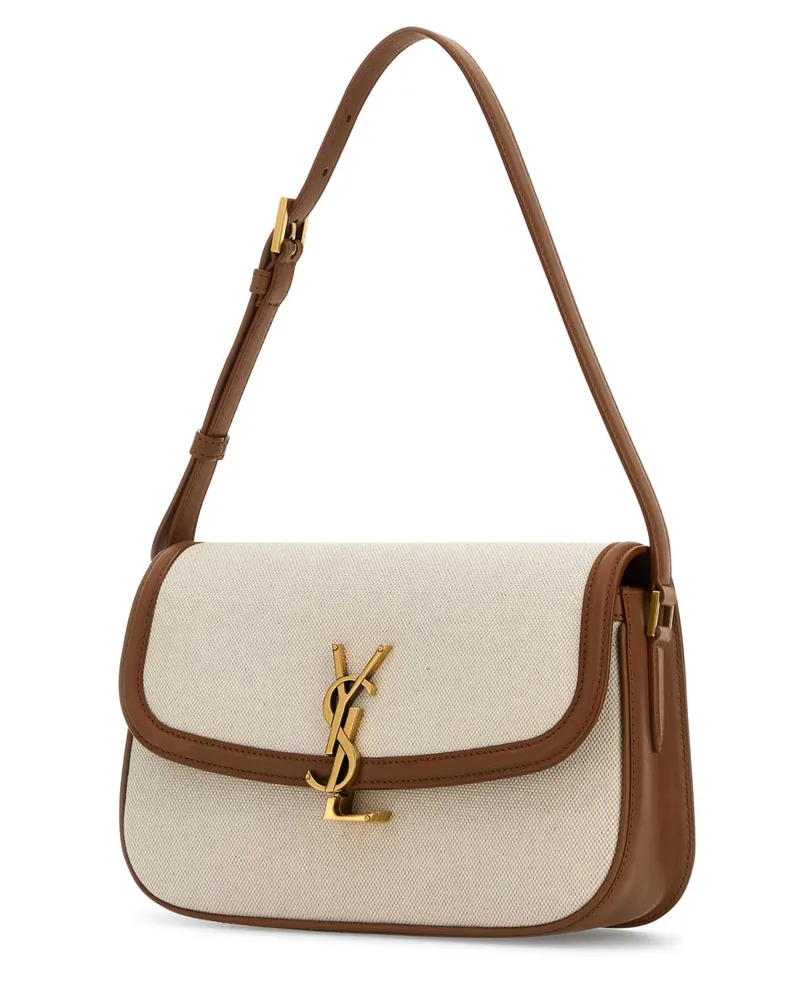 Saint Laurent Women's Sand Canvas Solferino Shoulder Bag Greggiobrick Borse A Mano Beige