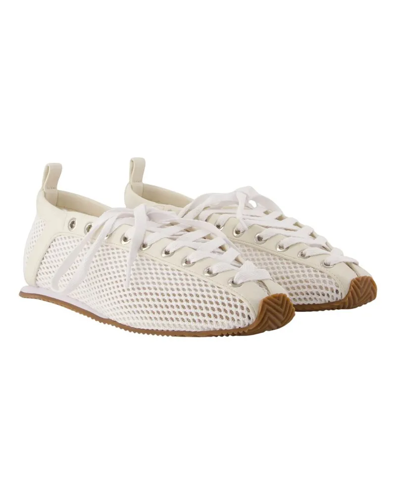 Ganni Women's Mesh And Leather Ballerina White White