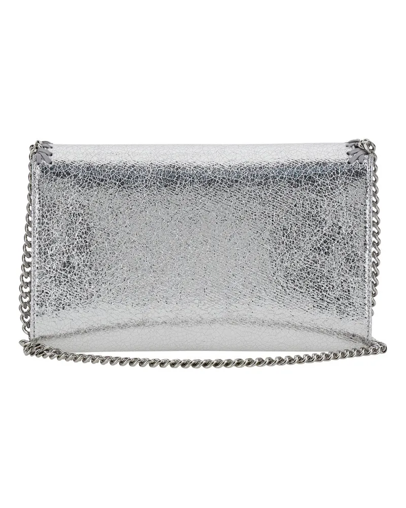 Stella McCartney Women's Wallet With Chain Falabella Metallic Polyester Shoulder Bags Silver