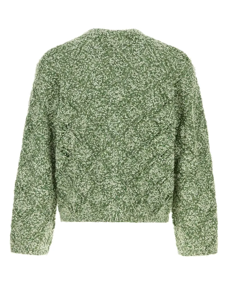 Séfr Men's Melange Green Wool Blend Oversize Abain Cardigan Maglieria Sweater Green