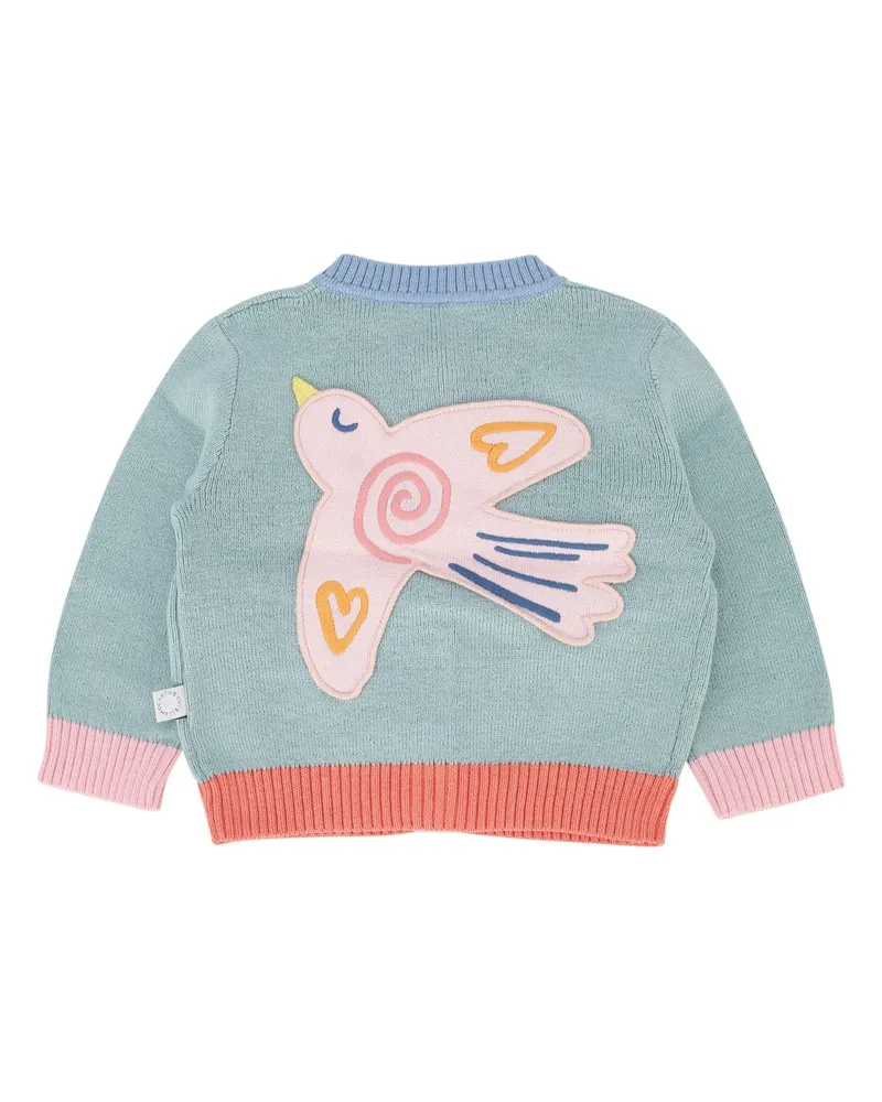 Stella McCartney Kids Boys' Knit Cardigan Grey Cotton Wool Felpe Sweater Green