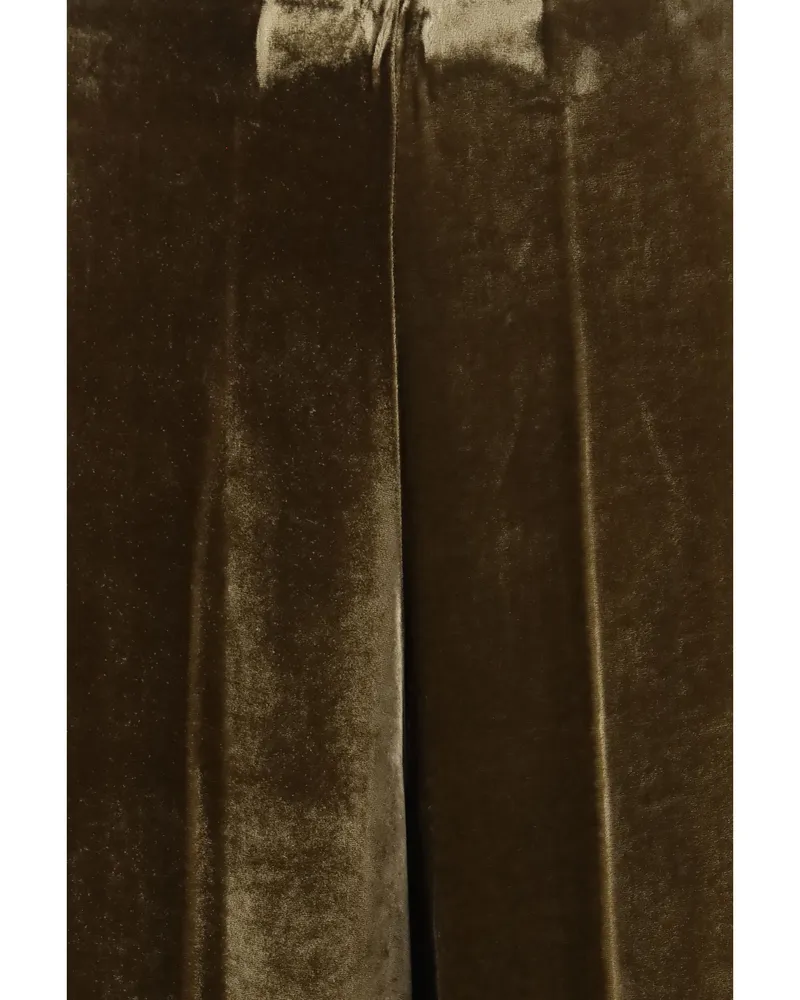 P.A.R.O.S.H. Women's Wide-Leg Velvet Pants Taupe Viscose Trousers Taupe