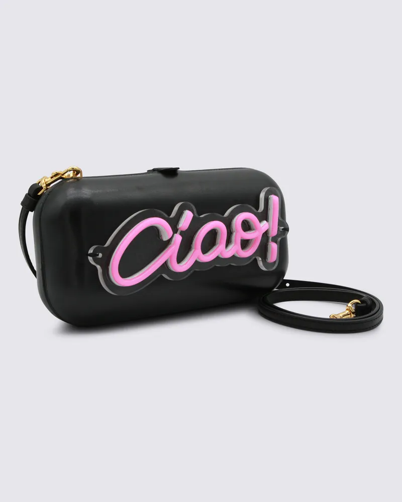 Moschino Women's Neon Logo Hard-Case Clutch Black Black