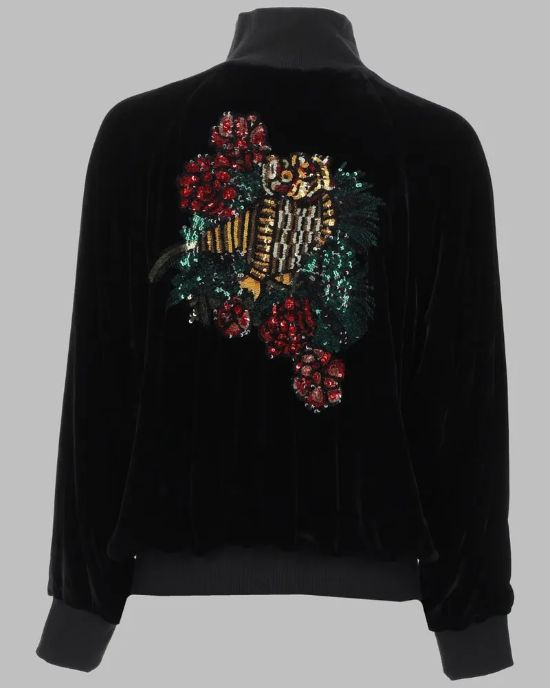 P.A.R.O.S.H. Sequin-Embellished Viscose Silk Sweatshirt — Black Black