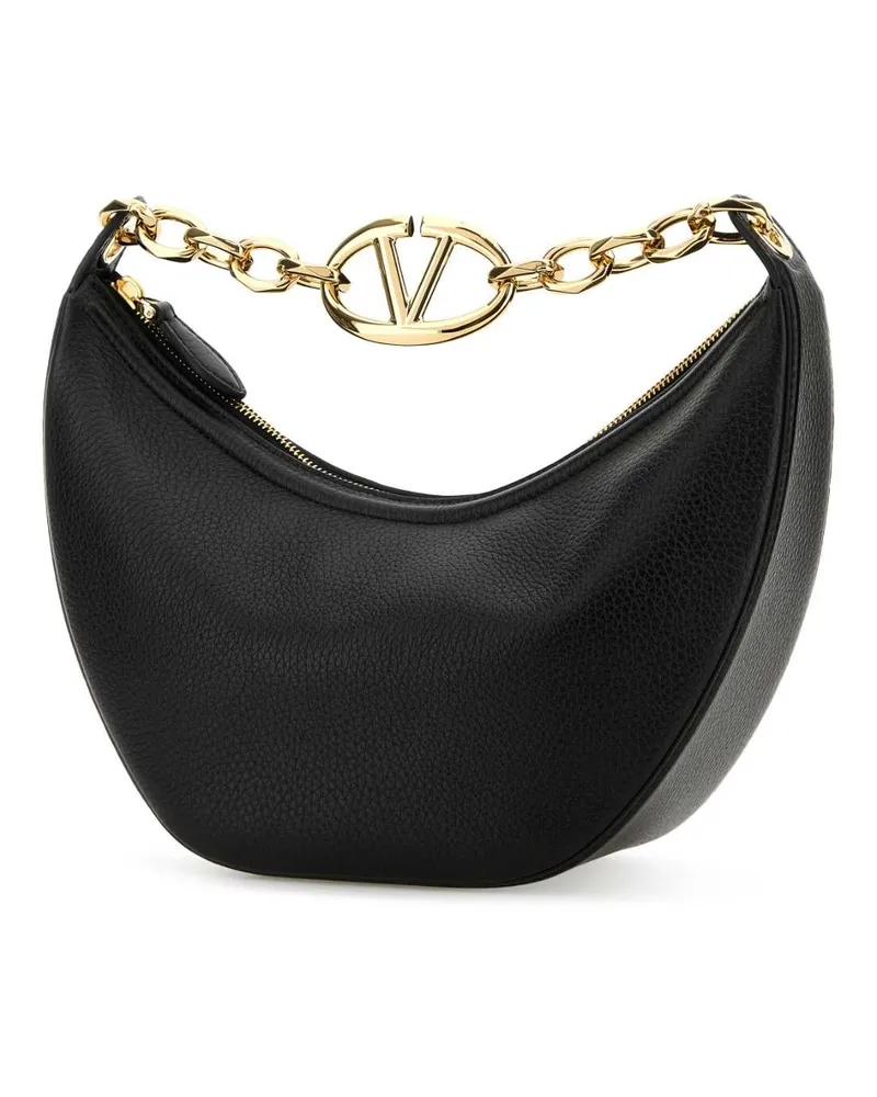 Valentino Garavani Women's Black Leather Small Hobo Vlogo Moon Handbag Nero Borse A Mano Black