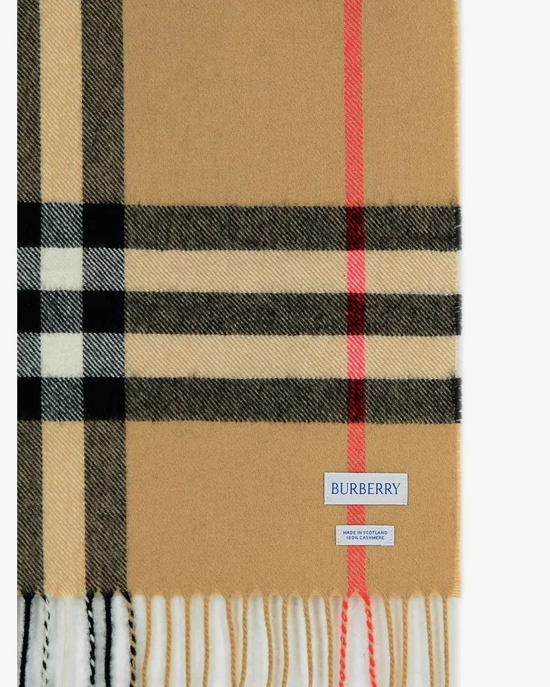 Burberry Unisex Scarf Giant Check Cashmere Beige Scarfs Beige