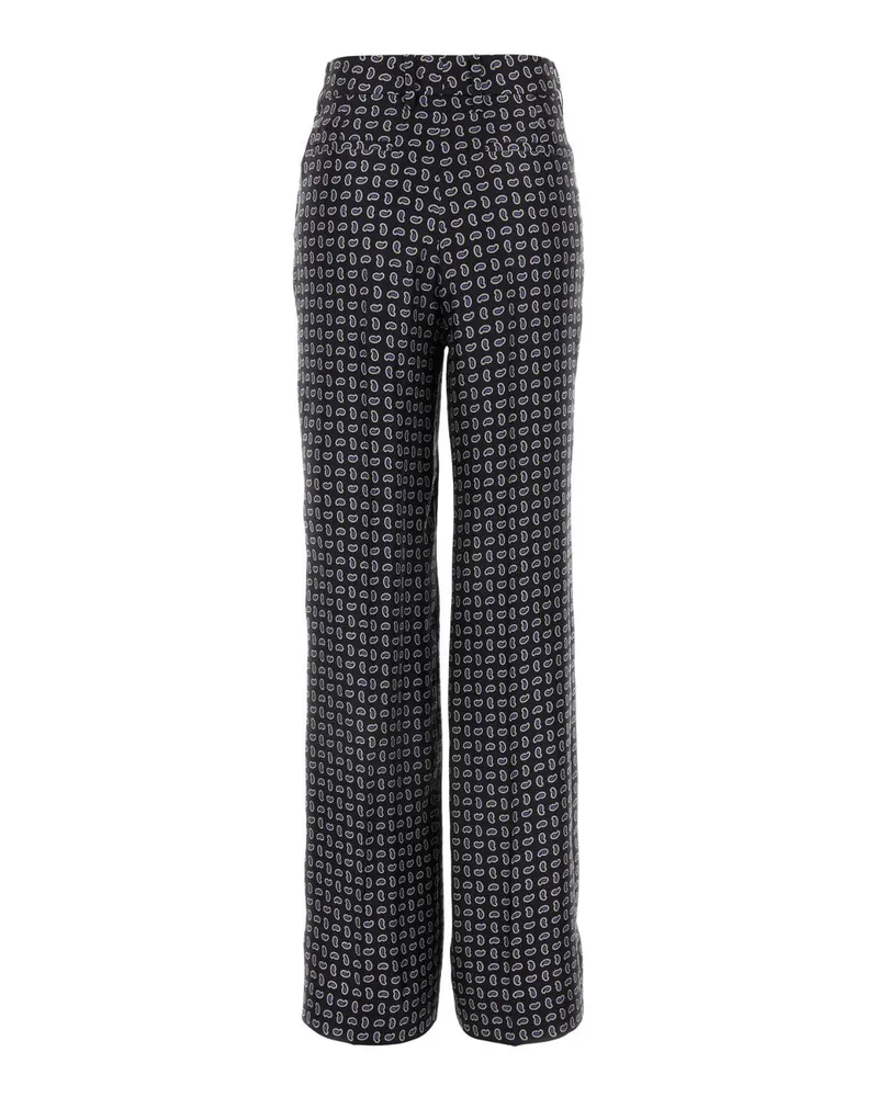 Prada Women's Printed Silk Pant Bleu Se-Ottone Pantaloni Gray