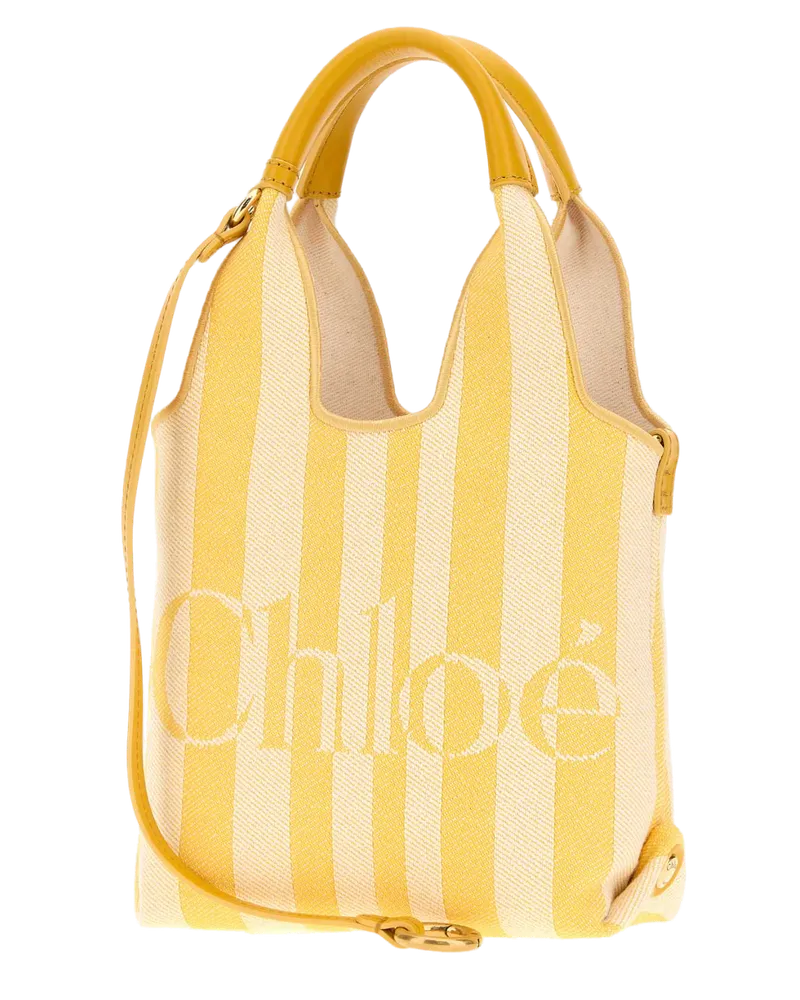 Chloé Women's Embroidered Canvas Chloã© Stripy Handbag Radiantyellow Borse A Mano Bag Yellow