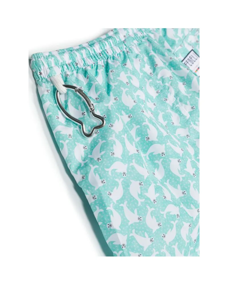 Fedeli Kids' Graphic-Print Drawstring-Waistband Swim Shorts Ss24 B Turquoise