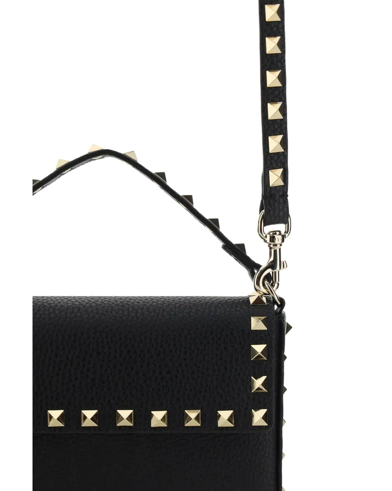 Valentino Garavani Women's Mini Shoulder Bag Rockstud Calf Leather Black Black