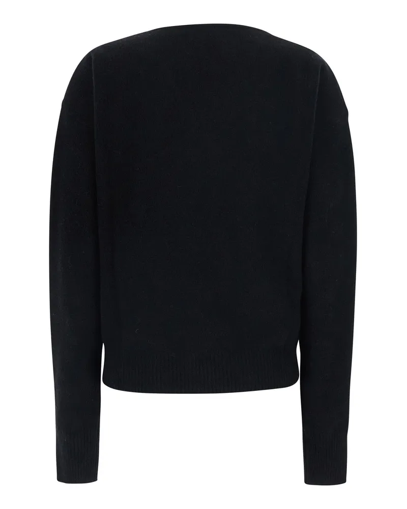 Federica Tosi Women's Sweater Crossed Pull Black Wool Tops Top Black