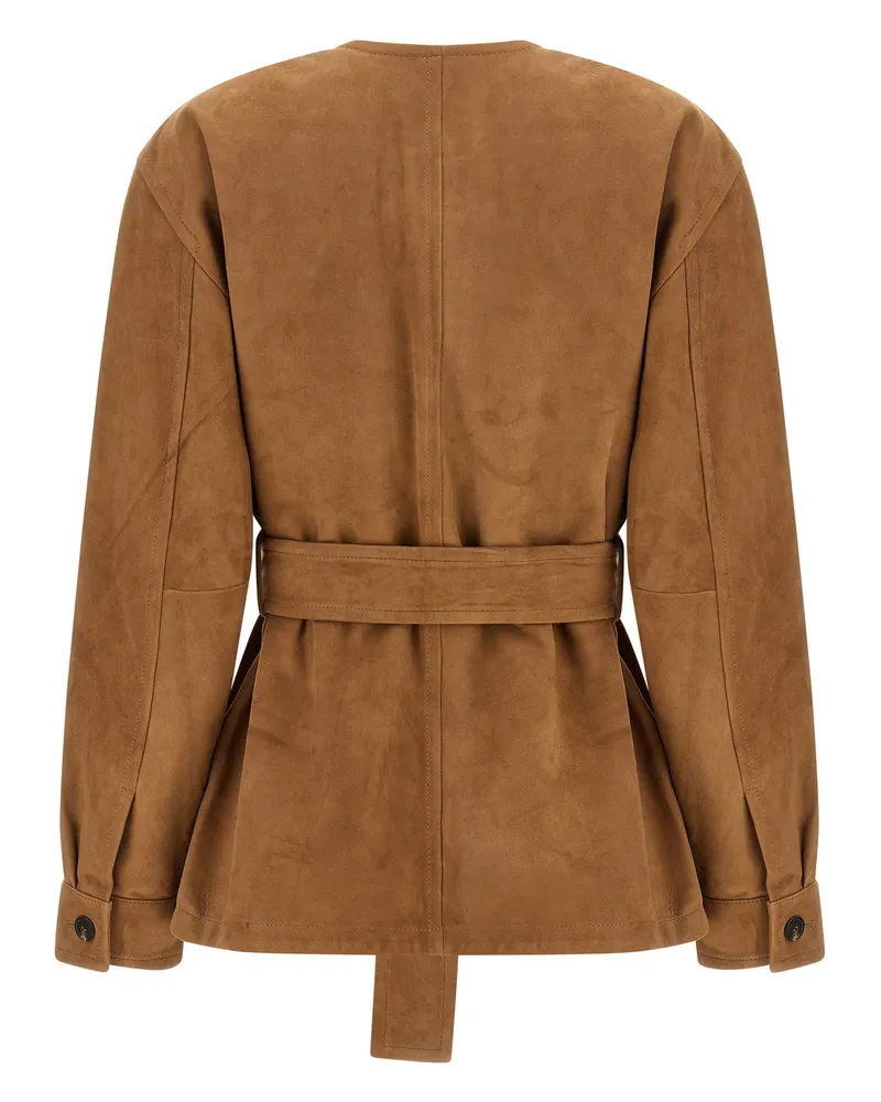 Max Mara Full-Grain Suede Jacket — Cognac Cognac