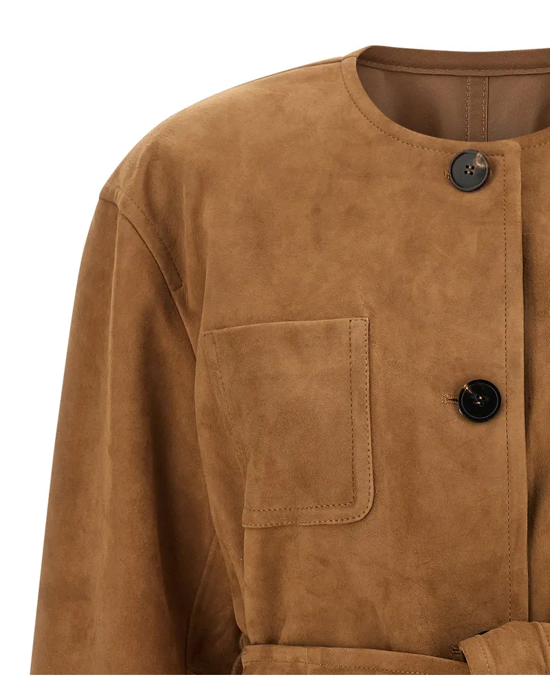 Max Mara Full-Grain Suede Jacket — Cognac Cognac