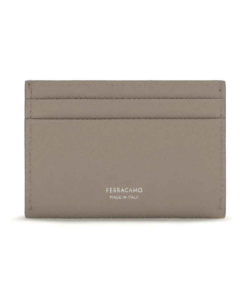 Ferragamo Women's Card Holder Gancini Taupe Grey Calf Leather Wallets & Purses Gray