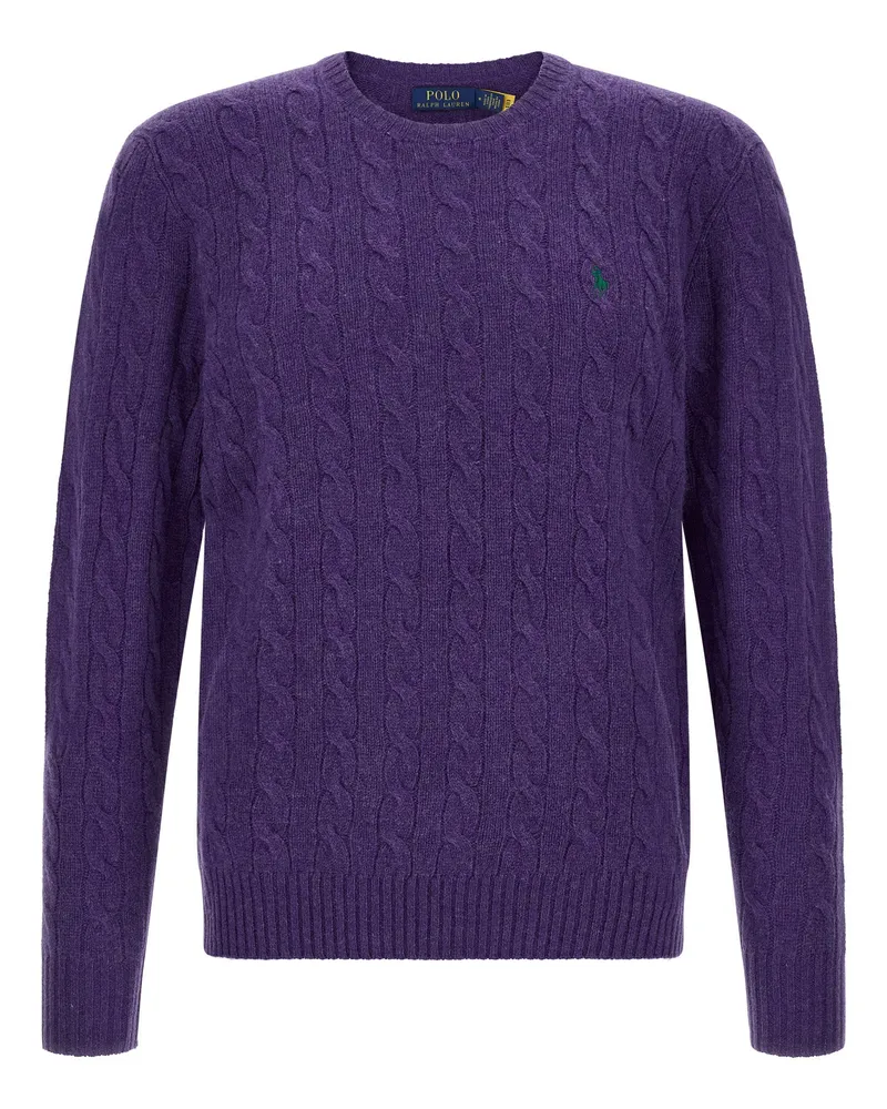 Ralph Lauren Braided Wool and Cashmere Sweater — Purple Purple