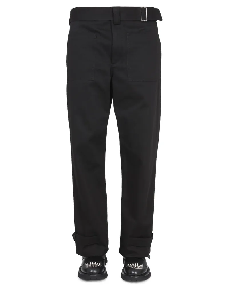Alexander McQueen 100% Cotton Cargo Pants — Black 