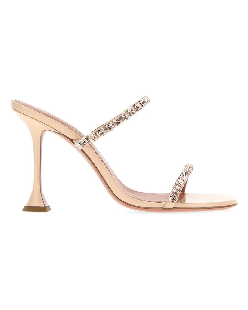 Amina Muaddi Gigi Slipper 95 Sandal Heel — Gold Gold