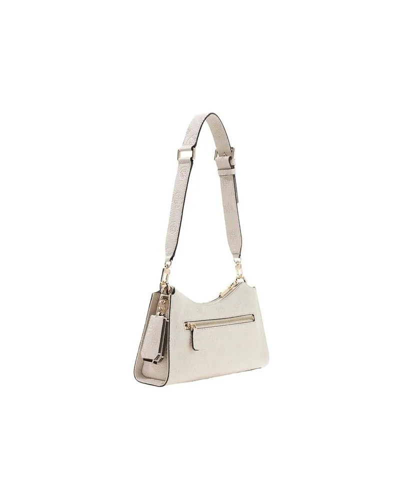 Guess Women's Shoulder Bag Off White Logo Polyurethane - Shoulder-Bags White