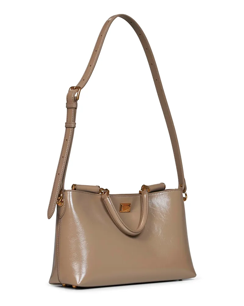 Dolce & Gabbana Women's Leather Handbag Vittoria Beige Calf Handbags Hand Bags Beige
