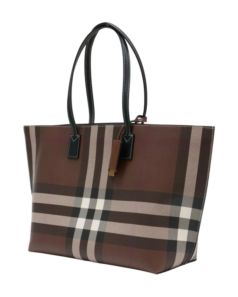 Burberry Women's Ll Medium Shopper Bag -  Synthetic Brown Canvas Totes-Shopping-Bags Brown