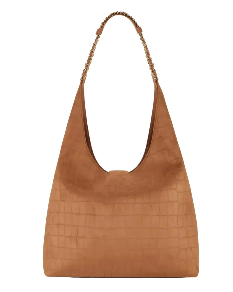 Elisabetta Franchi Women's Hobo Bag Suede Tan Polyester Shoulder Tan