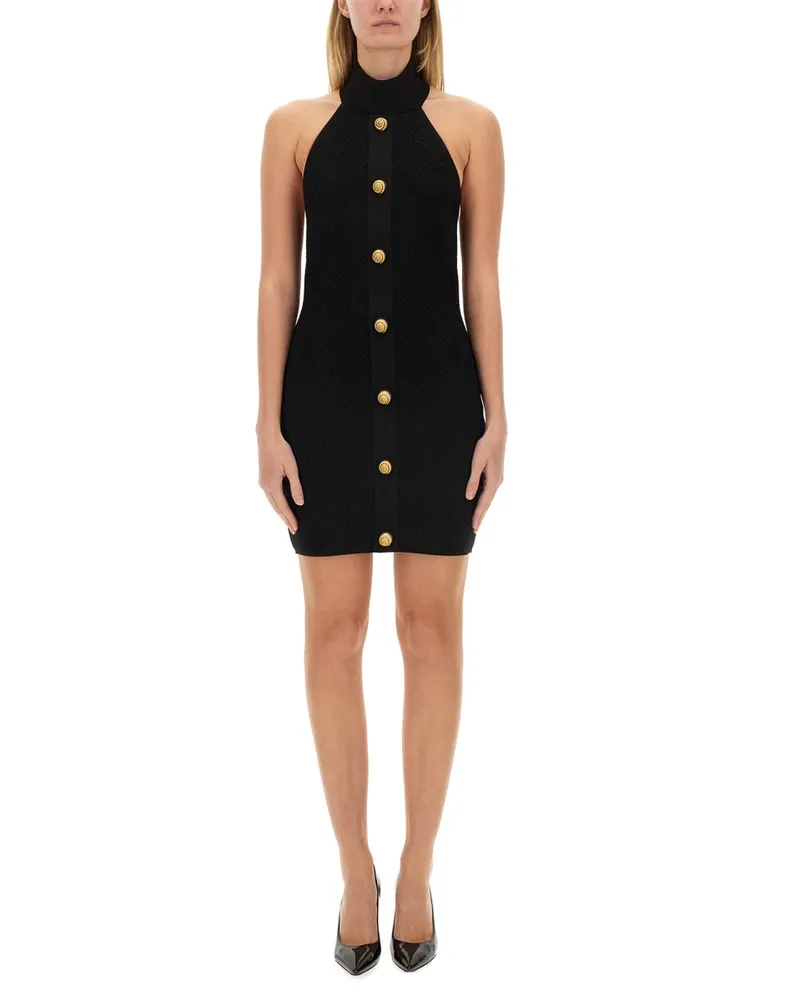 Balmain Viscose Mini Dress — Black Black