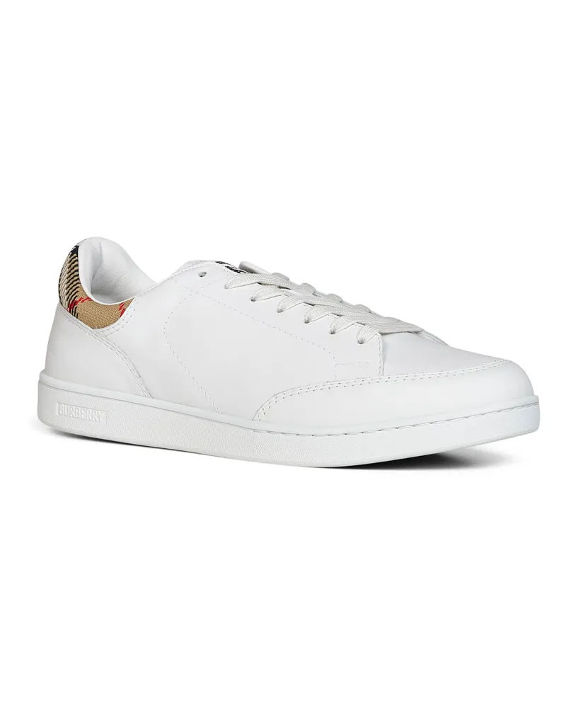 Burberry Men's Trainers White Leather With Check Insert Calf Sneaker White