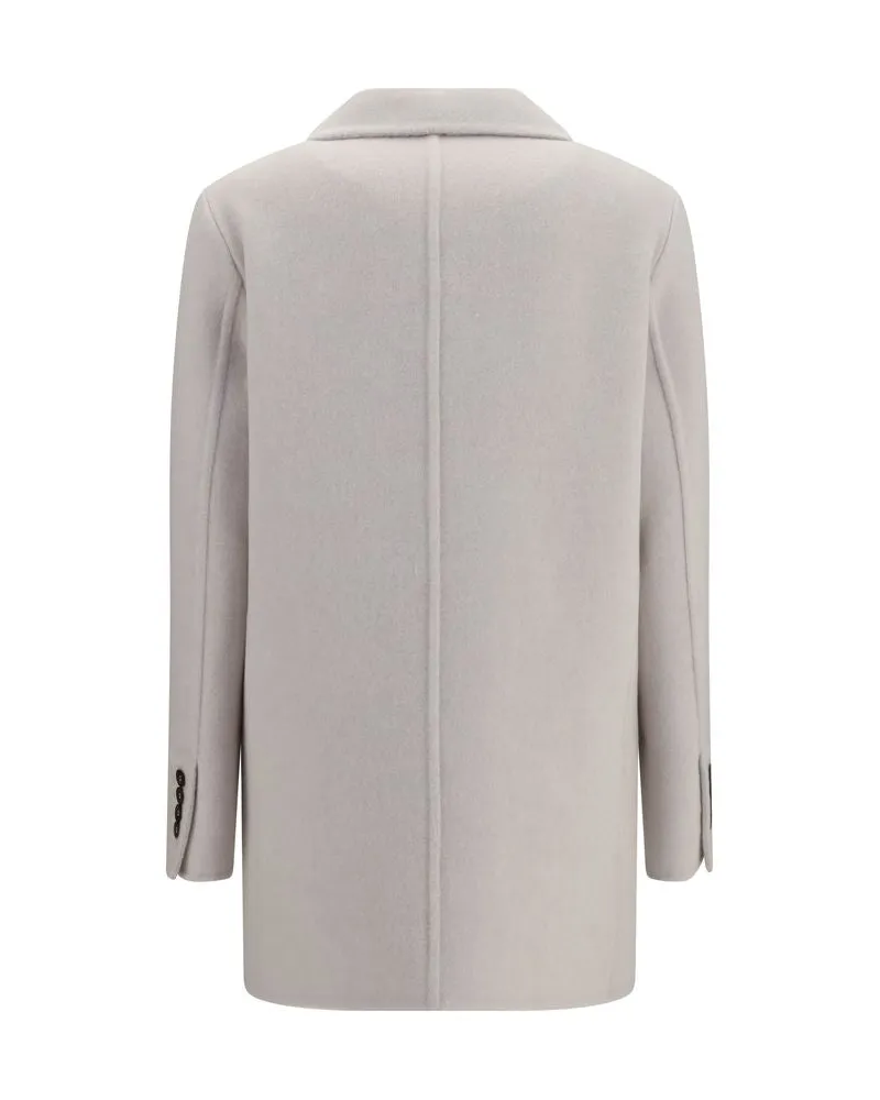 Brunello Cucinelli Women's White Wool Oves Aries Full-Length Jacket Clothing White