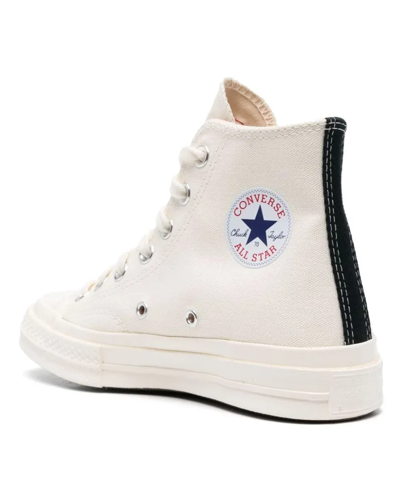 Comme des Garçons Heart Logo Canvas High-Top Sneaker — Cream Cream