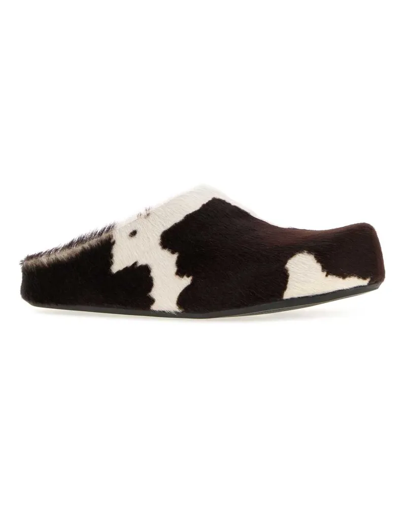 Marni Men's Printed Calf Hair Fussbett Slippers Lilywhitebrown Mocassini Loafers Multicolor