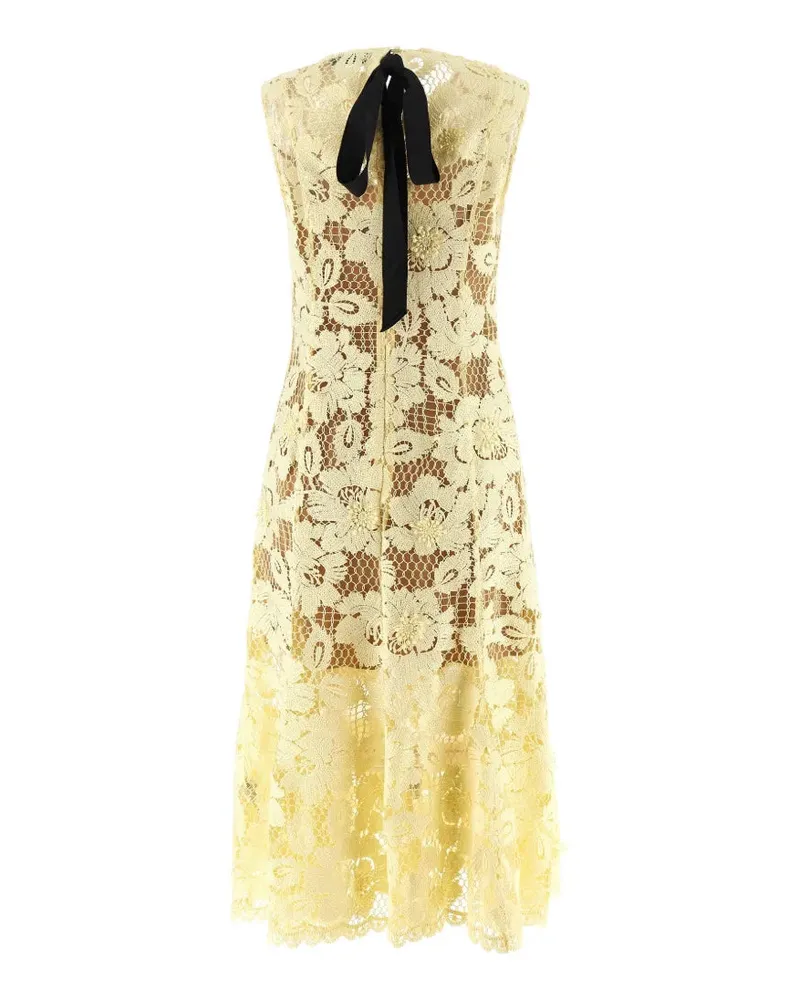 Self-Portrait Women's Crochet-Lace Midi Dress Ss26 W Yellow
