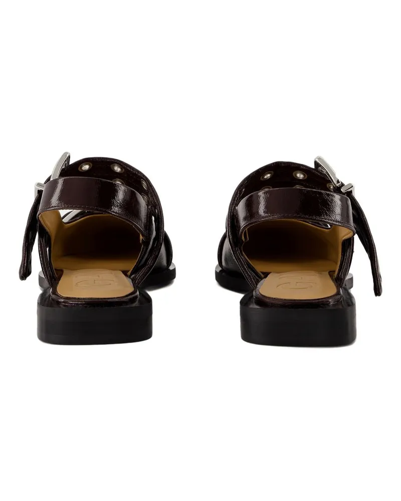Ganni Women's Calfskin Ballerina Burgundy Burgundy