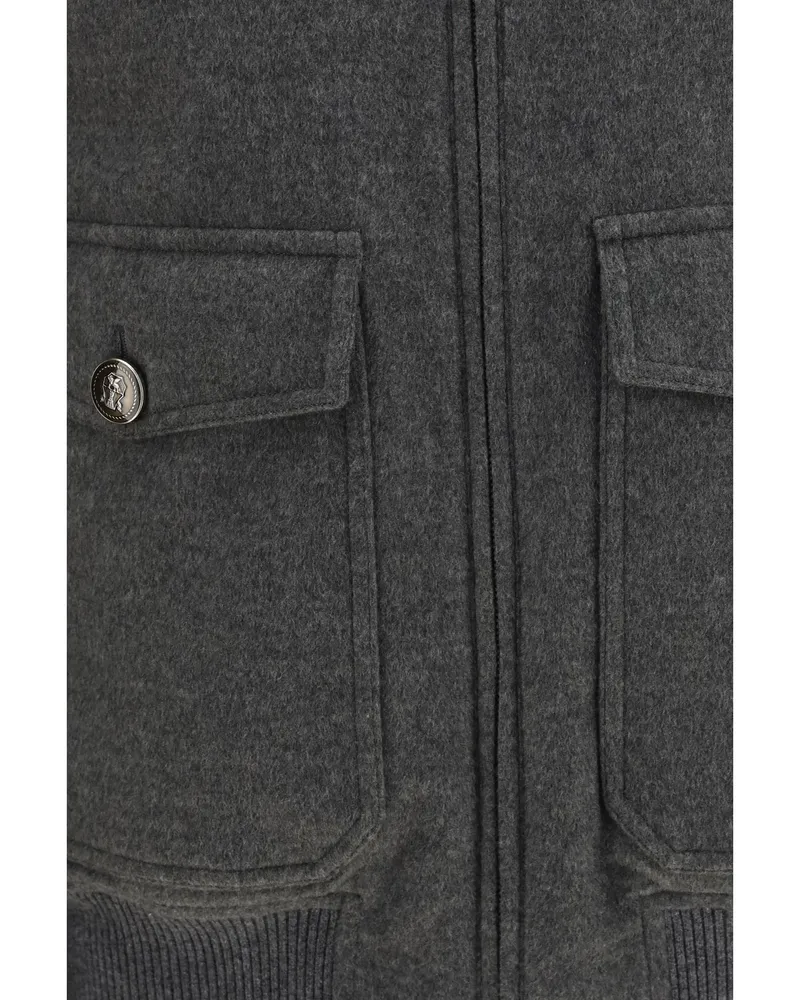 Brunello Cucinelli Bomber Jacket — Grey Grey